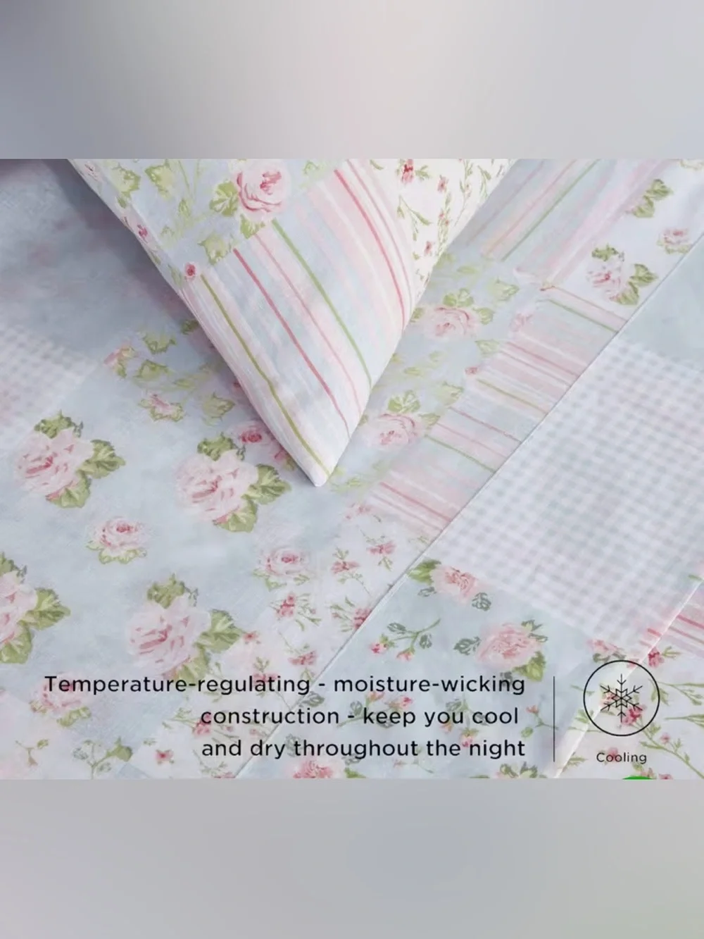 New 3pc Twin Shabby Chic Holly 3/4 Printed Floral Patchwork Cotton Sheet Set